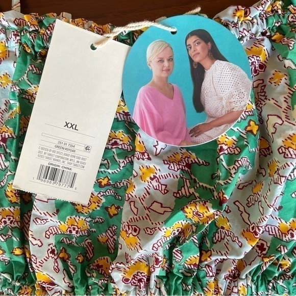 NWT RHODE x Target whimsical Green floral spaghetti Top crop size XXL - Picture 14 of 14